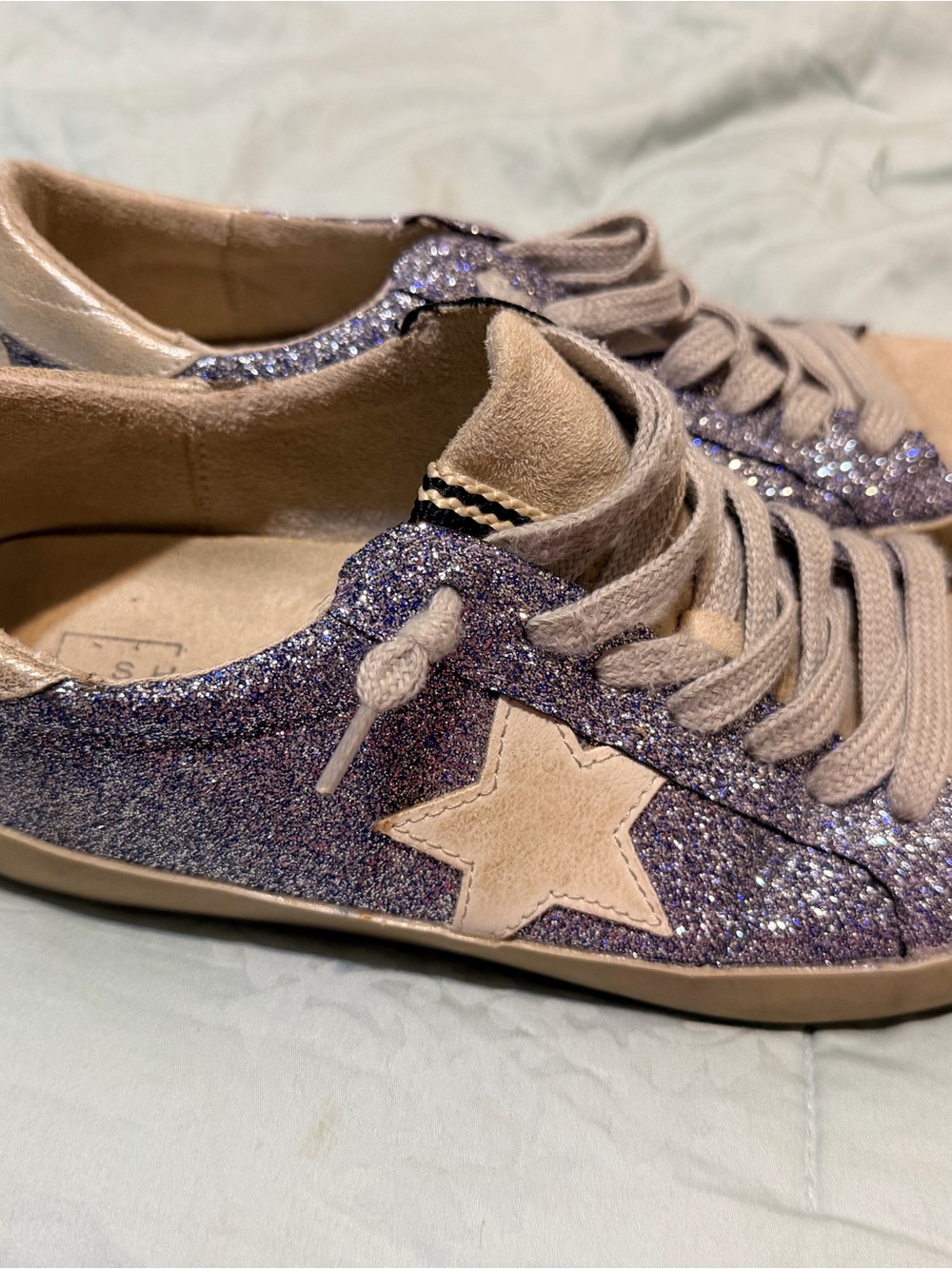 ShuShop Purple Glitter Star Lace-Up Sneakers